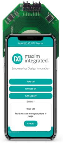 Getting the MAX66242EVKIT within the proximity of smart phone antenna