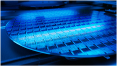 Close up shot of Silicon Wafer during production at Analog Devices.