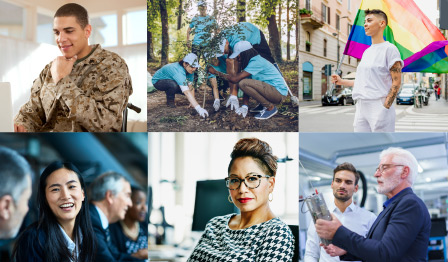 Employees from a diverse range of people