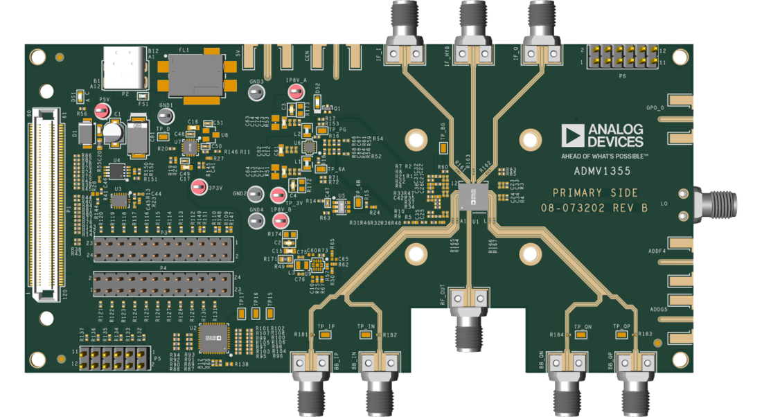 EVAL-ADMV1355 Evaluation Board Top View