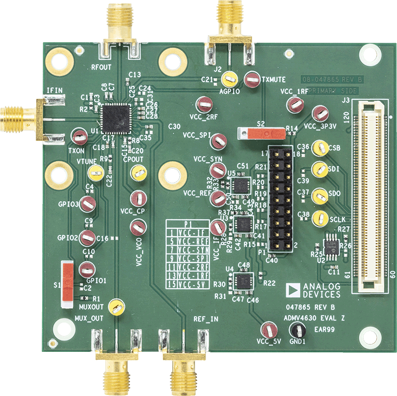 EVAL-ADMV4630 Evaluation Board - Top View