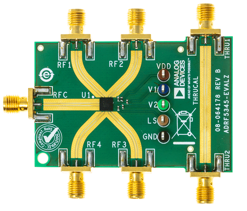 ADRF5345-EVALZ Evaluation Board - Top View
