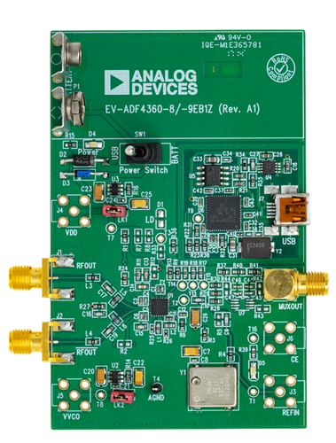 ADF4360-8/ADF4360-9  Evaluation Board - Top View