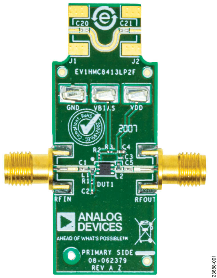 EV1HMC8413LP2F Evaluation Board - Top View