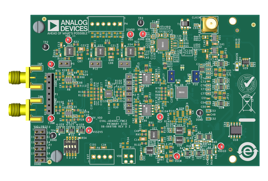 EVAL-AD4083-FMCZ Evaluation Board Top View