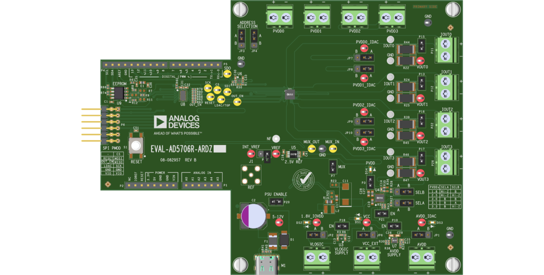 EVAL-AD5706R-ARDZ Evaluation Board Top View