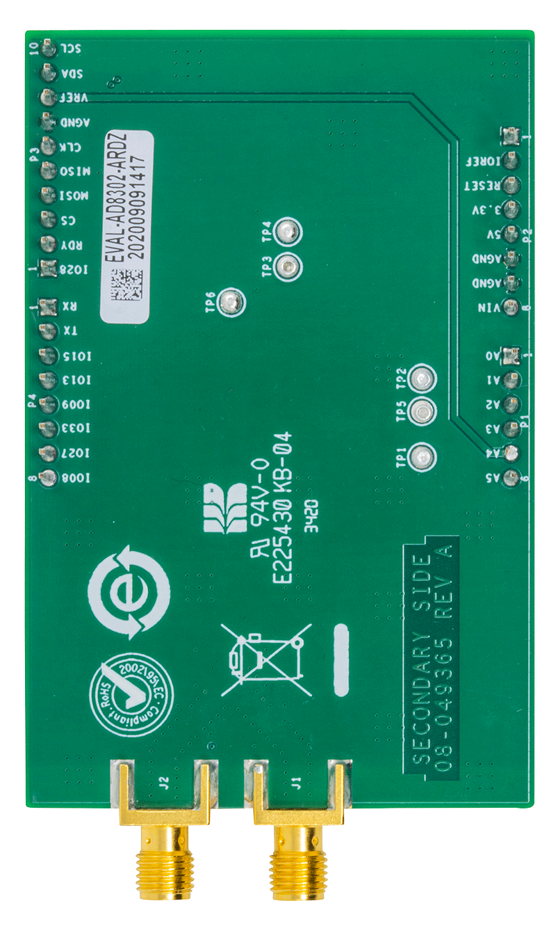 EVAL-AD8302-ARDZ Evaluation Board - Bottom View