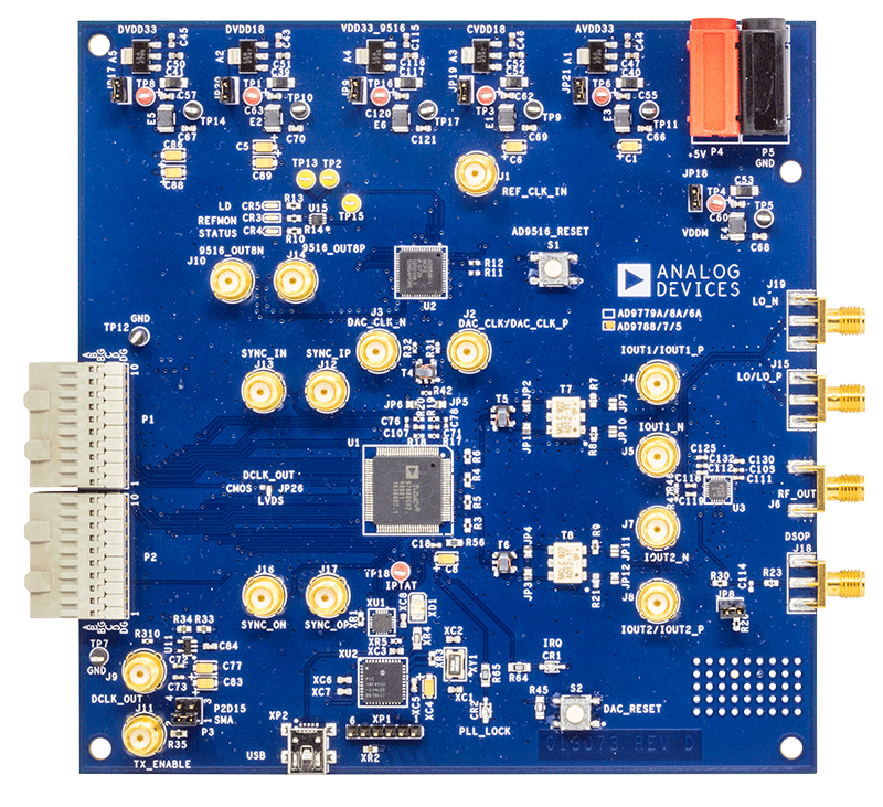 EVAL-AD9788 Evaluation Board - Top View
