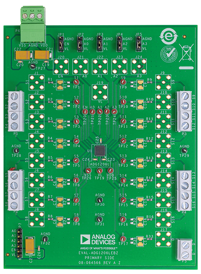 EVAL-ADG1206LEBZ Evaluation Board - Top View