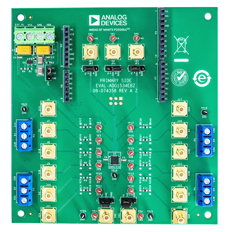 EVAL-ADG1534EBZ Evaluation Board - Top View