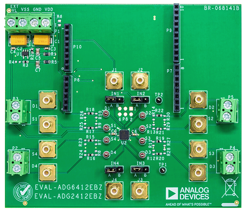 EVAL-ADG6412EBZ Evaluation Board - Top View