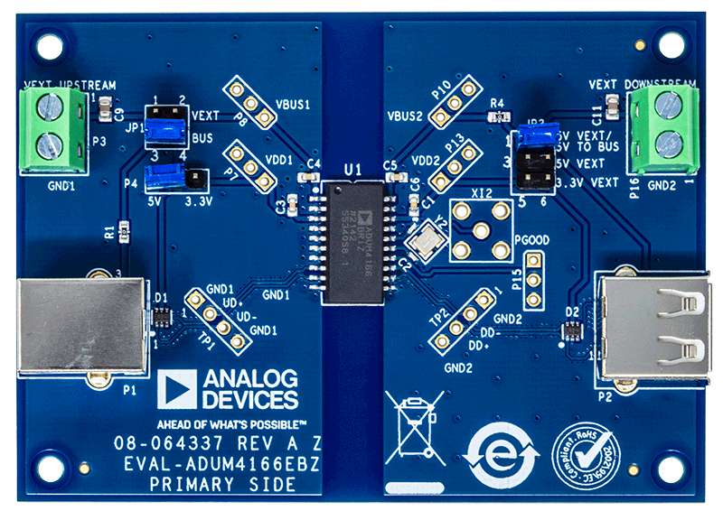 EVAL-ADuM4166EBZ Evaluation Board - Top View