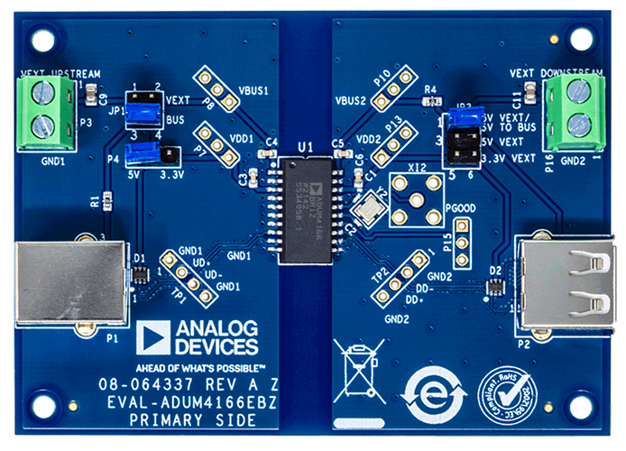 EVAL-ADuM4166EBZ Evaluation Board - Top View