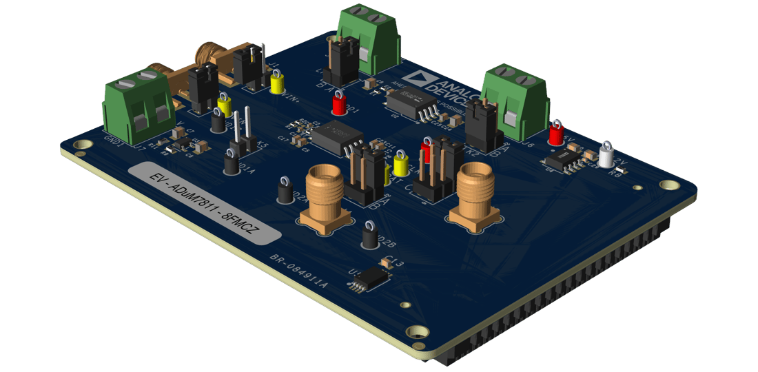 EVAL-ADUM7811 Evaluation Board Angle View
