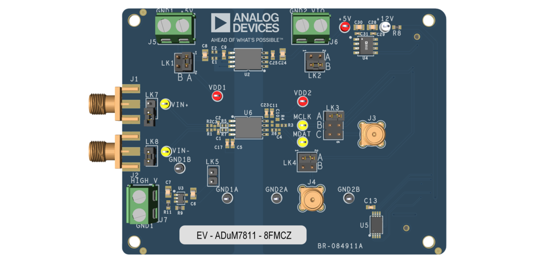 EVAL-ADUM7811 Evaluation Board Top View