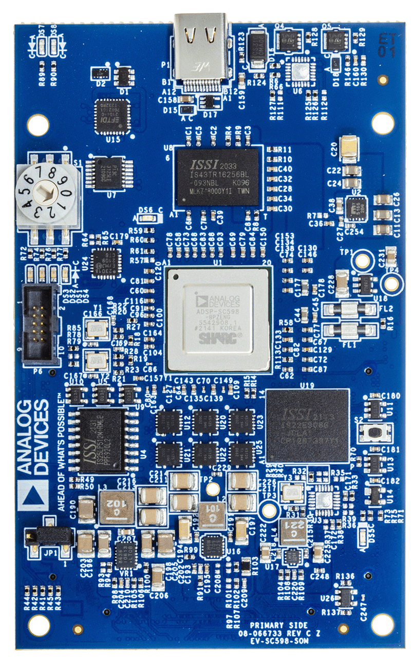 EV-SC598-SOM Evaluation Board - Top View