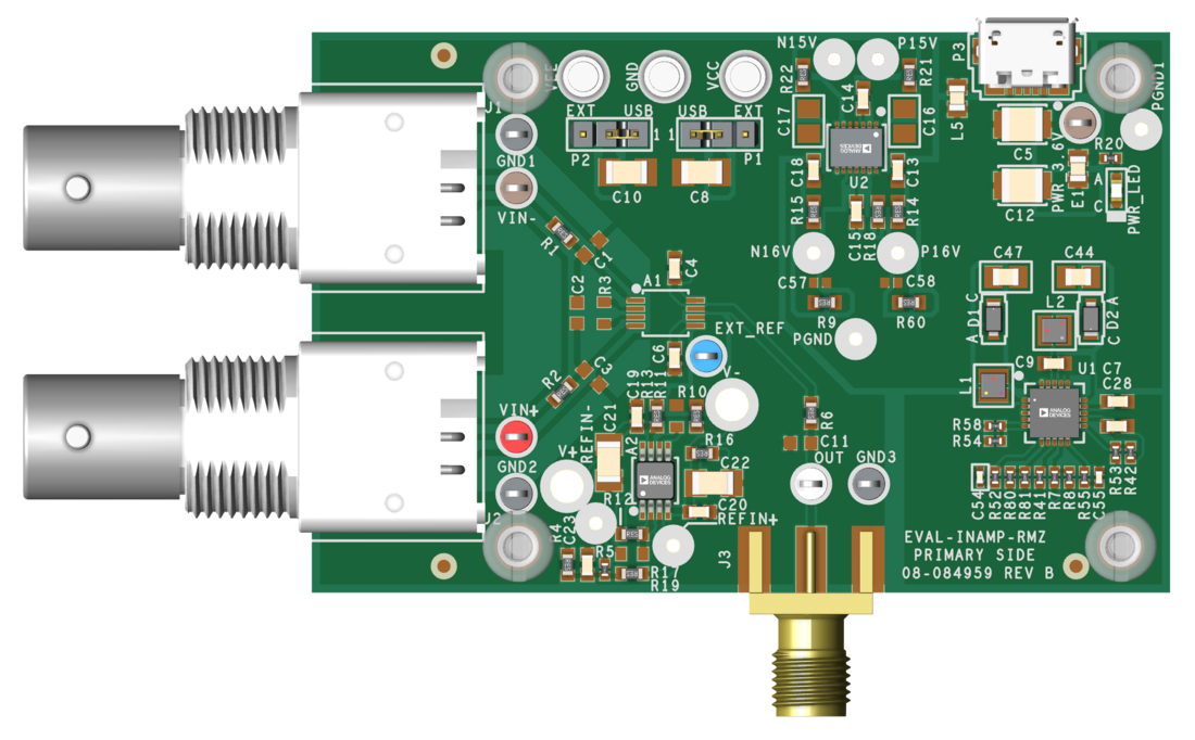 EVAL-INAMP-RMZ Evaluation Board Top View