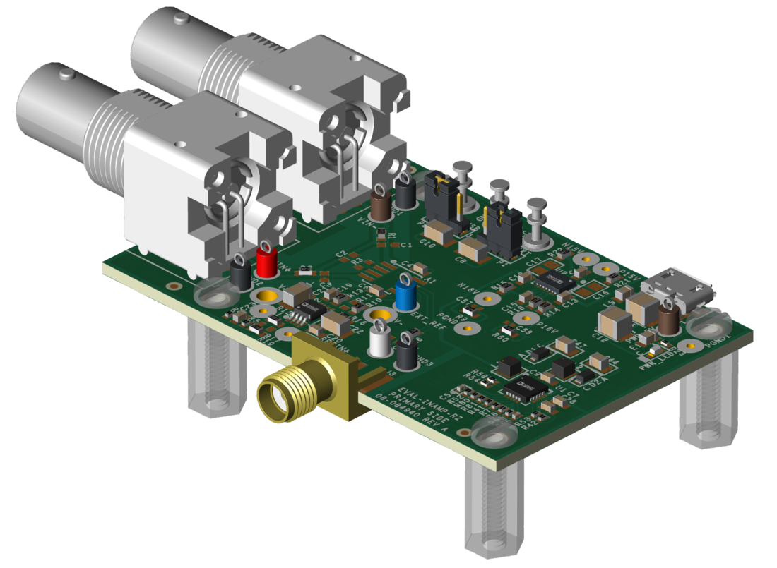EVAL-INAMP-RZ Evaluation Board Angle View