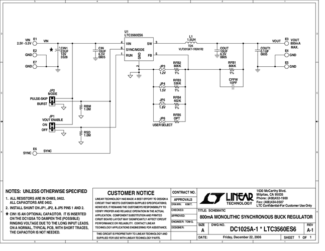 DC1025A - Schematic
