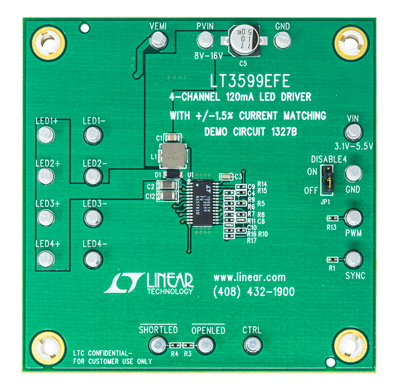 DC1327B Evaluation Board - Top View