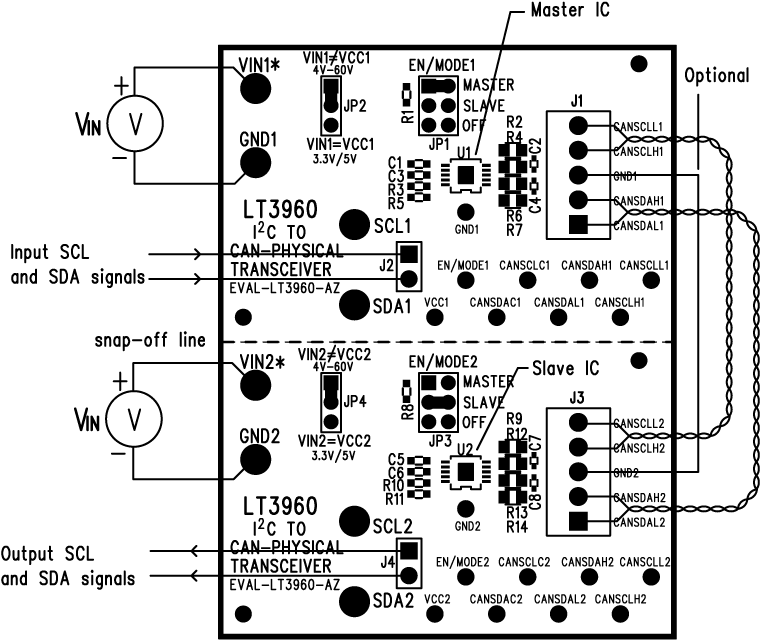 Quick Start Procedure Setup Drawing for EVAL-LT3960-AZ