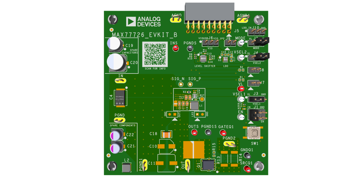 MAX77726EVKIT Evaluation Board Top View