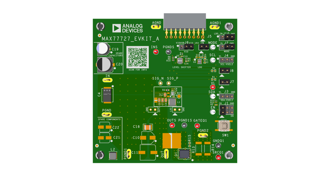 MAX77727 Evaluation Board Top View