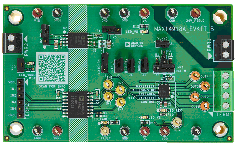 MAX14918AEVKIT Board Photo Top View