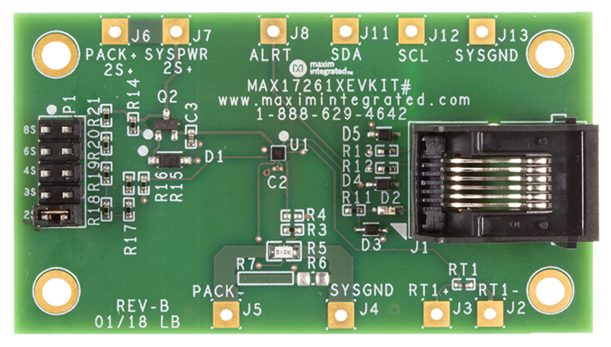 MAX17261GEVKIT、MAX17261XEVKIT:ボード写真
