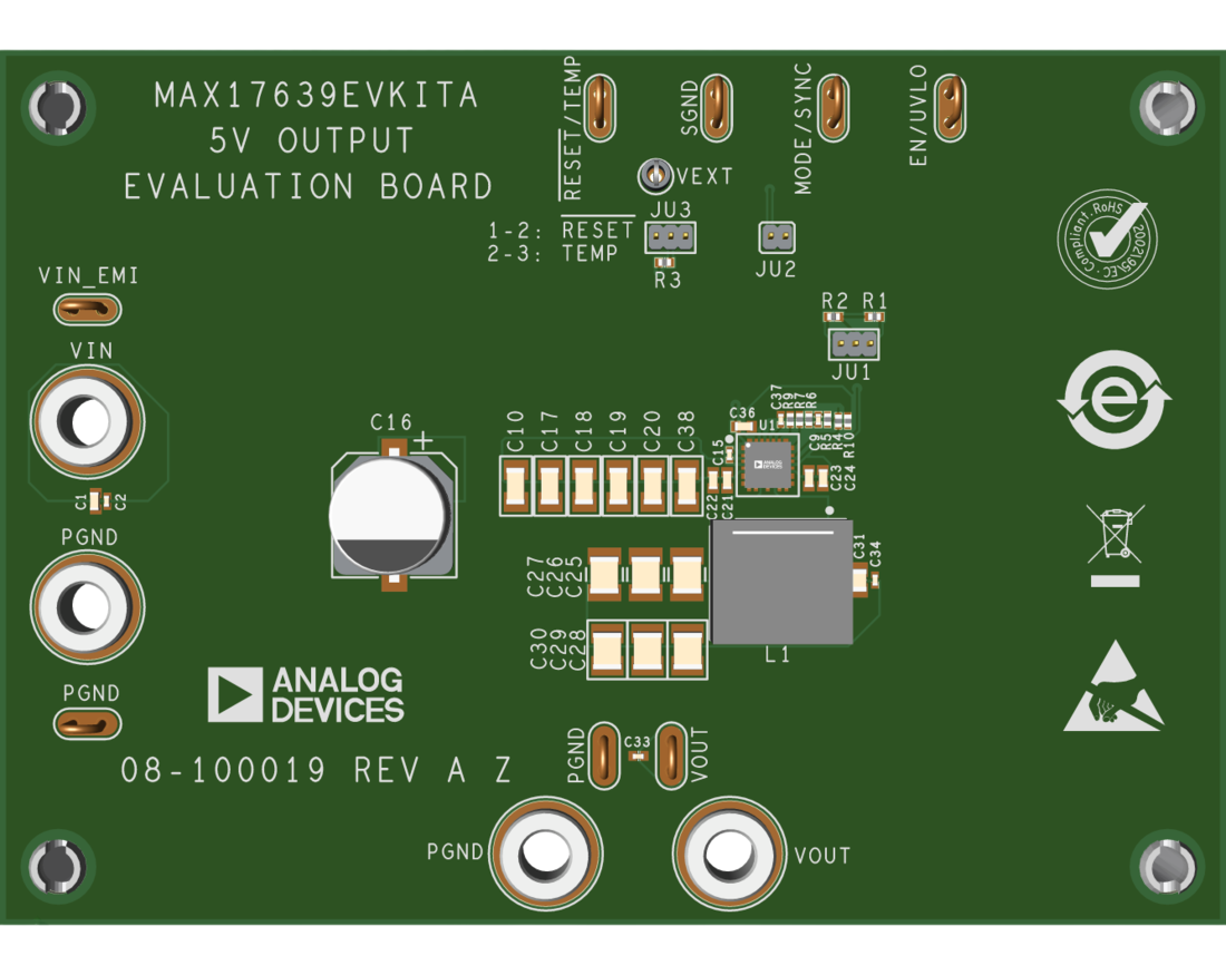 MAX17639EVKITA  Board Photo Top View
