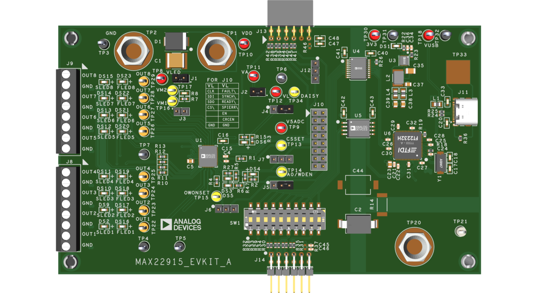 MAX22915EVKIT Top View