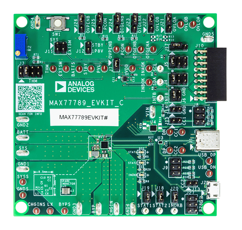 MAX77789EVKIT Evaluation Board - Top View
