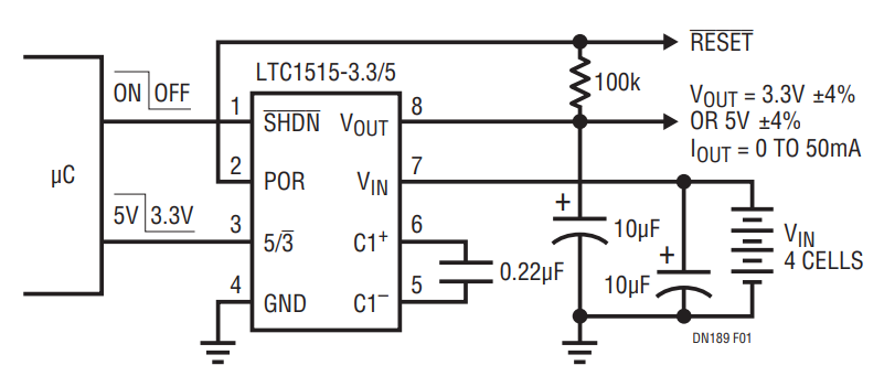 Figure 1. Programmable 5V/3V Power Supply with Power-On Reset.