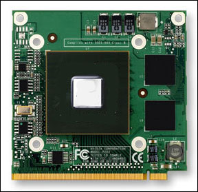 図1.下端に標準のMXMコネクタ端子が見えるMXM GPU