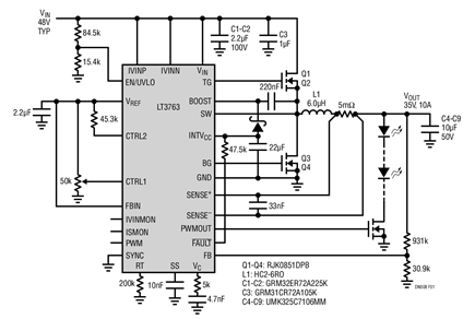 Figure 1. 48V Input to 35V Output, 10A.