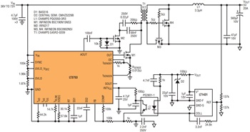 図5. 36V~72Vの入力を受け取る5V/20Aフォワード・コンバータ
