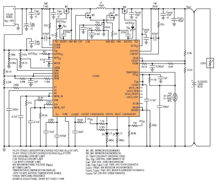 図4．鉛蓄電池の充電/ 制御機能を備えた完全な太陽電池システム