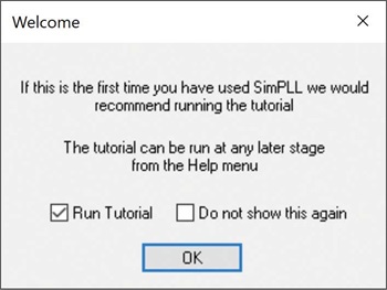 図1. ADIsimPLLの「Welcome」画面