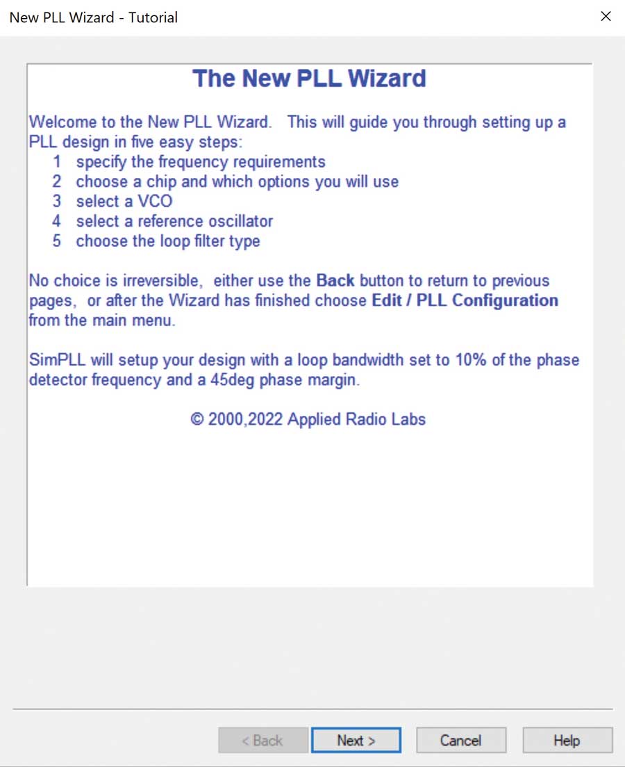図3. PLLの新規設計用ウィザード