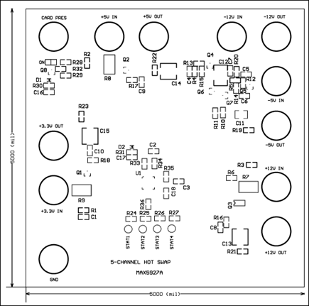 Figure 23. Parts placement on reference-design PCB.
