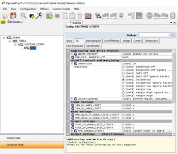 図3. LTpowerPlayの利用画面。デジタルLDOであるLT3074とPCの通信を実現するために使用します。
