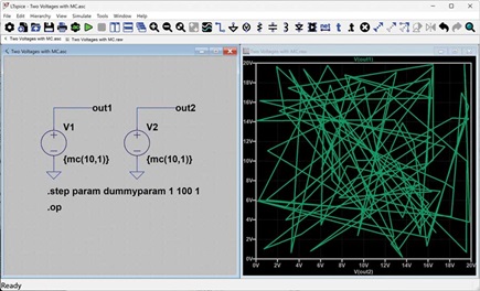 Figure 5. Plotting the results of two mc() voltages in one simulation.