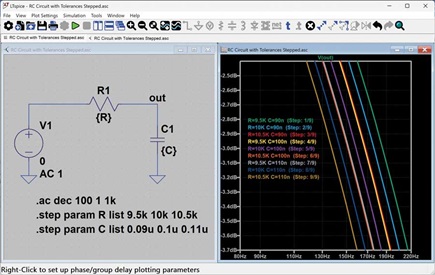 Figure 7. Setting specific values for components to simulate behavior due to tolerances.