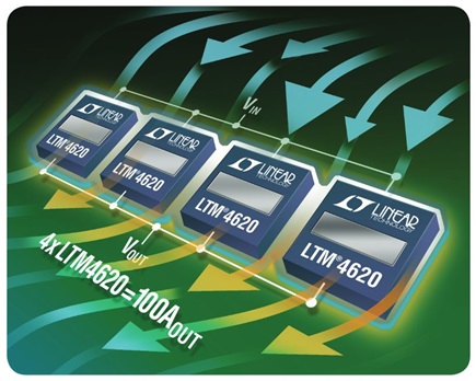 The LTM4620 μModule<sup loading="lazy">®</sup> regulator enables high current power supplies to fit tight spaces