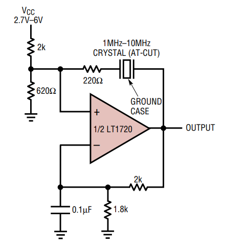 図4. 1MHz~10MHzに対応するシンプルな水晶発振回路