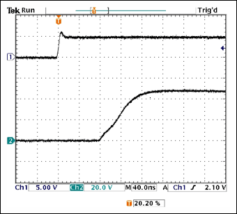 図4.　40ns/cmのスイープ速度で見たときの図3から得られる立上り時間とオン時の伝播遅延