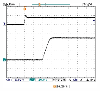 図7.　 40ns/cmのスイープ速度で見たときの図6から得られる立上り時間とオン時の伝播遅延