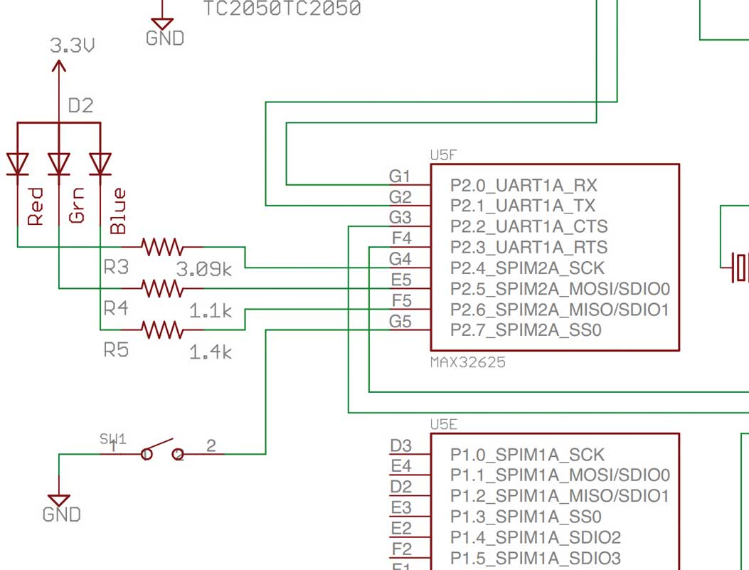 図3. LEDとプッシュボタンの部分の回路図