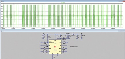 Figure 3. An LT3573 in pulse skipping mode with a low load.