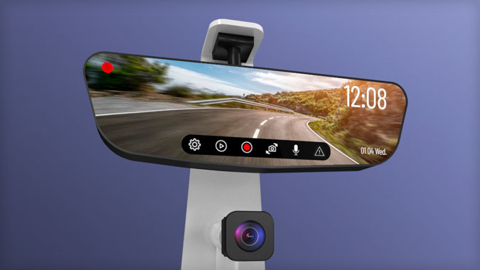 eMirror recording a scene in the rearview of Unified Car